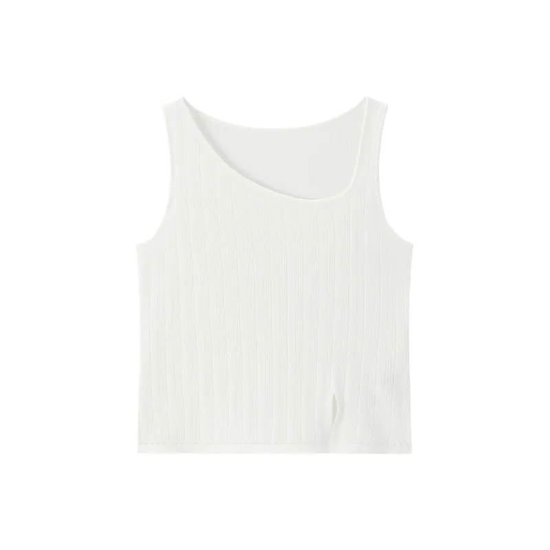 Women's Asymmetric Slit Knit Tank sold by PEACEBIRD