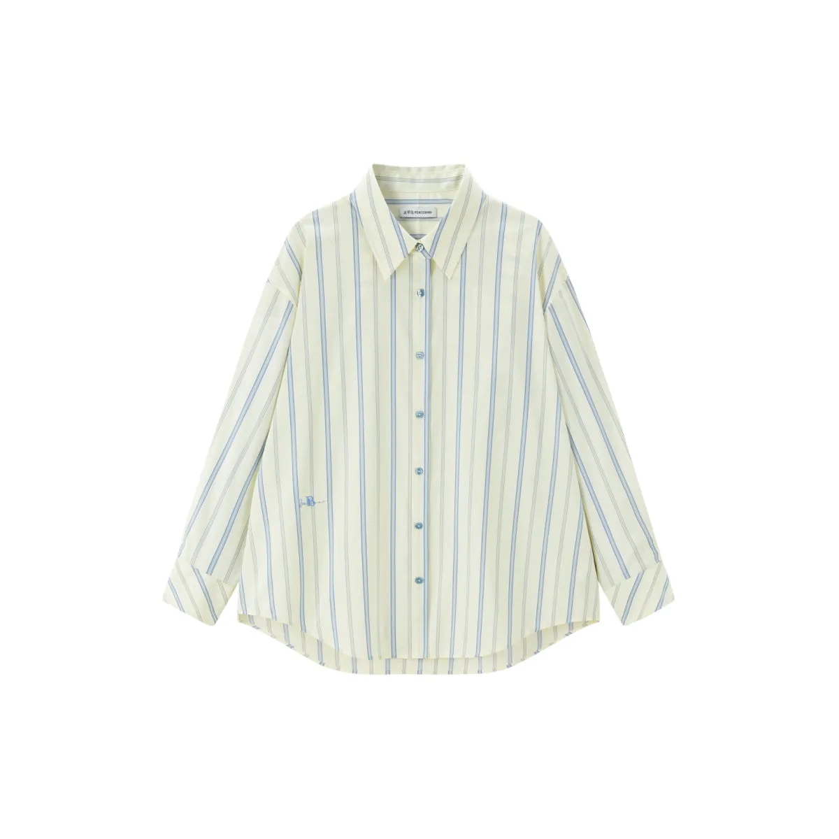 Women's Loose-Fit Oversized Striped Shirt sold by PEACEBIRD