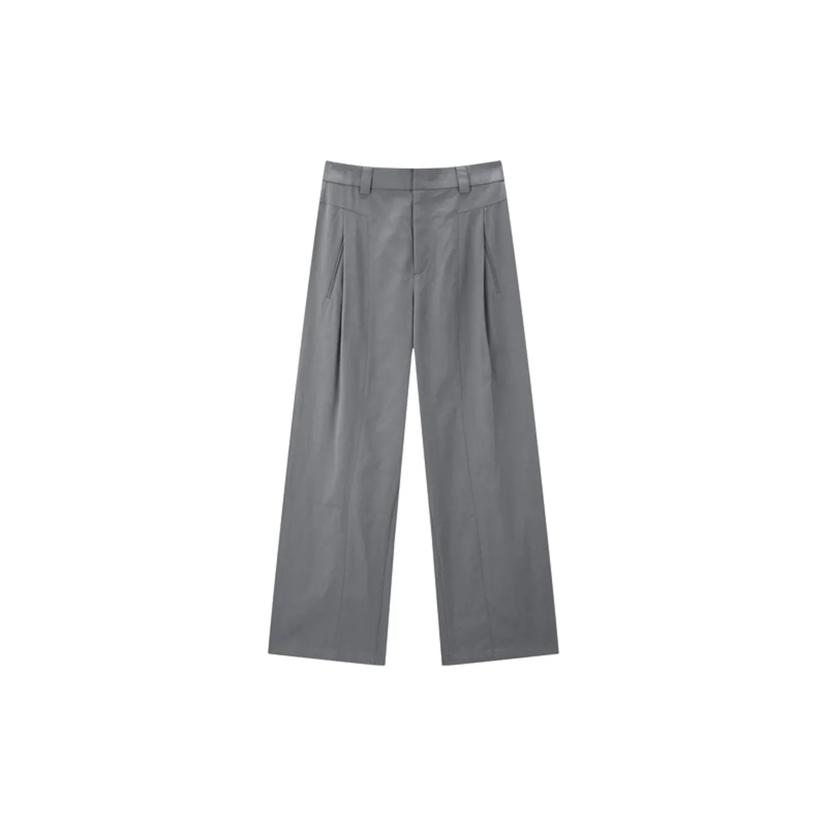 Women's High-Waisted Grey Wide-Leg Pants sold by PEACEBIRD