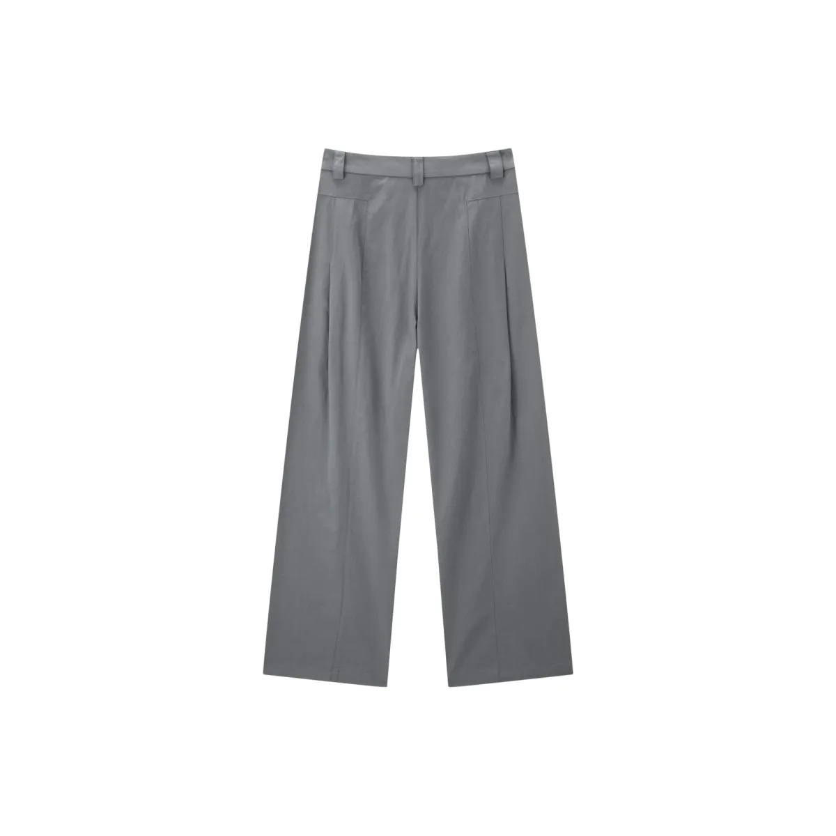 Women's High-Waisted Grey Wide-Leg Pants sold by PEACEBIRD product image thumbnail 3