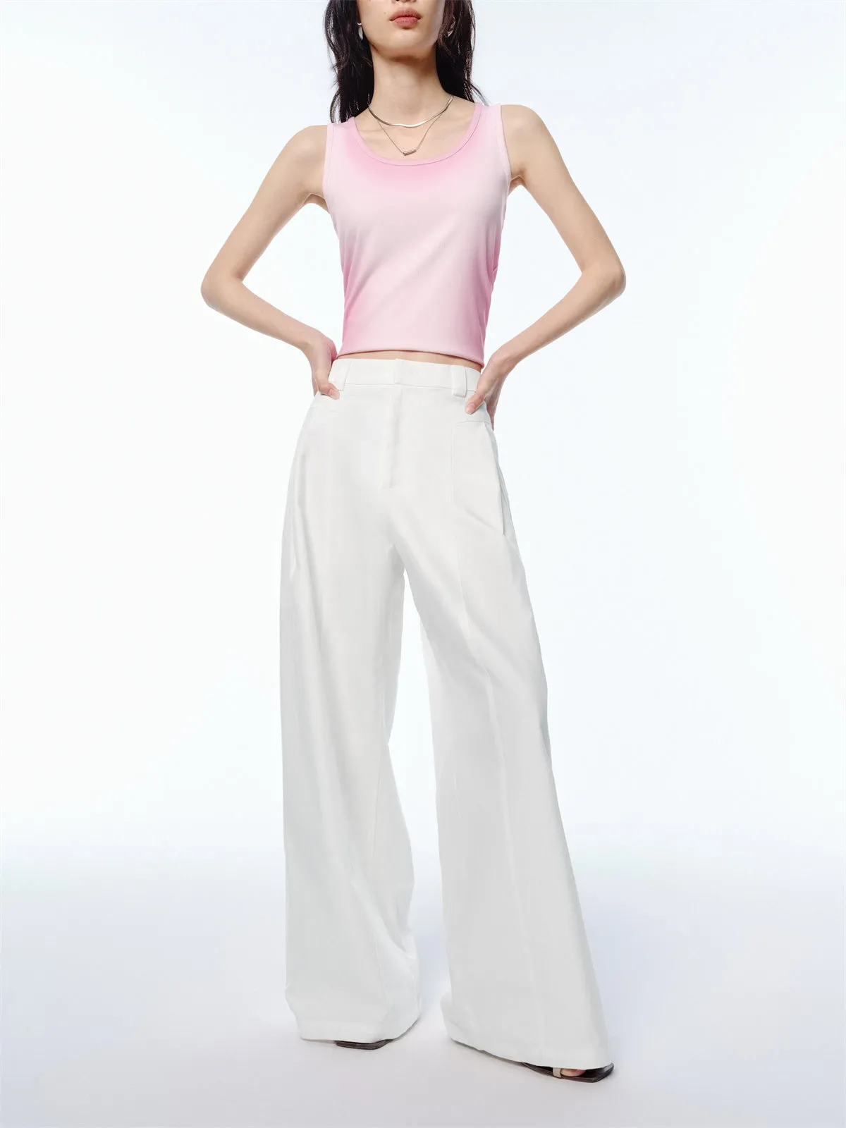 Women's High-Waisted Solid Wide-Leg Pants sold by PEACEBIRD product image thumbnail 2
