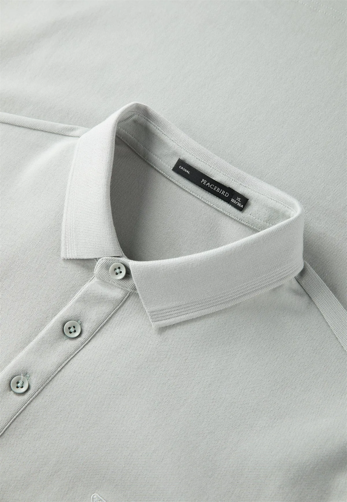 Men's Cooling Gray-Green Commuter Polo Shirt sold by PEACEBIRD product image thumbnail 3