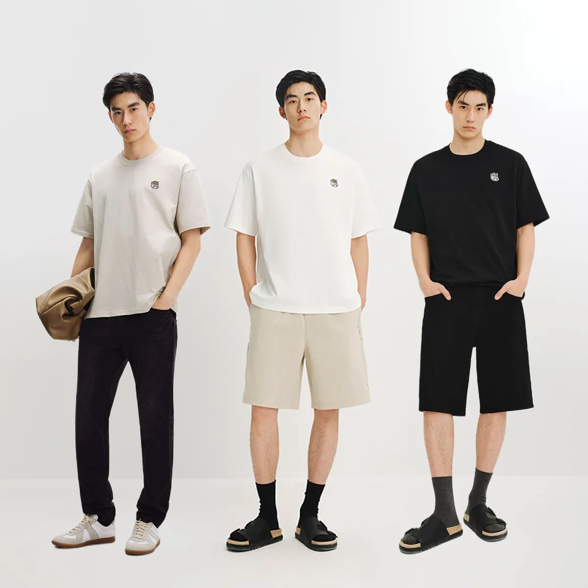 Men's Cotton T-Shirt with Small Embroidery sold by PEACEBIRD product image thumbnail 4