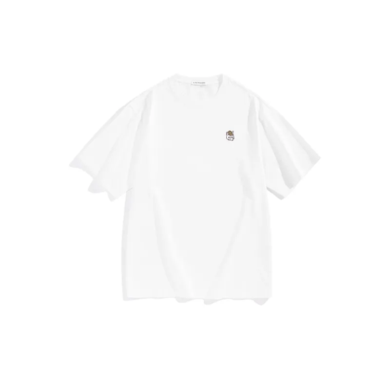 Men's Cotton T-Shirt with Small Embroidery sold by PEACEBIRD