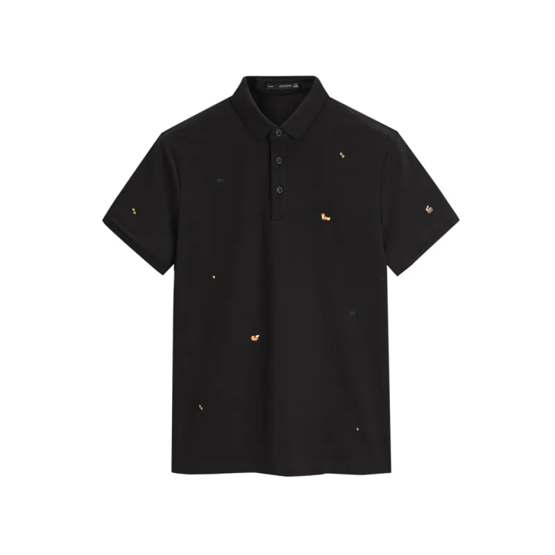 Men's Cooling Black Embroidered Polo Shirt sold by PEACEBIRD