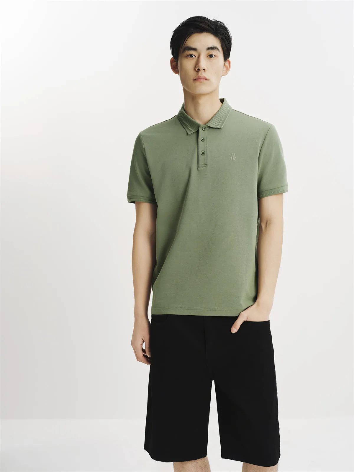 Men's Sorona Slim-Fit Green Polo Shirt sold by PEACEBIRD product image thumbnail 2