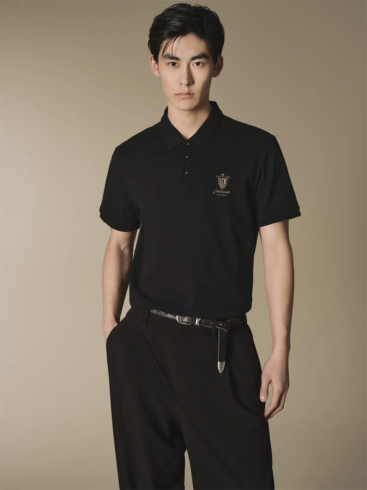 Men's Sorona Cooling Black Embroidered Polo Shirt sold by PEACEBIRD product image thumbnail 2