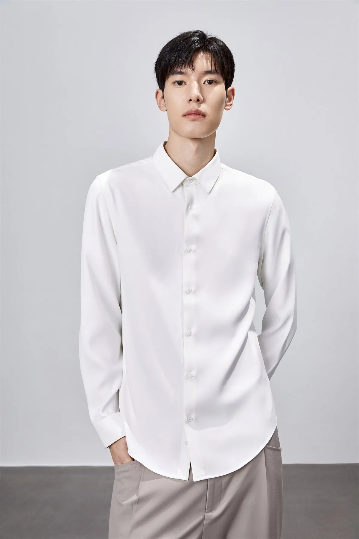 Men's Cooling Slim-Fit Solid Shirt sold by PEACEBIRD product image thumbnail 2