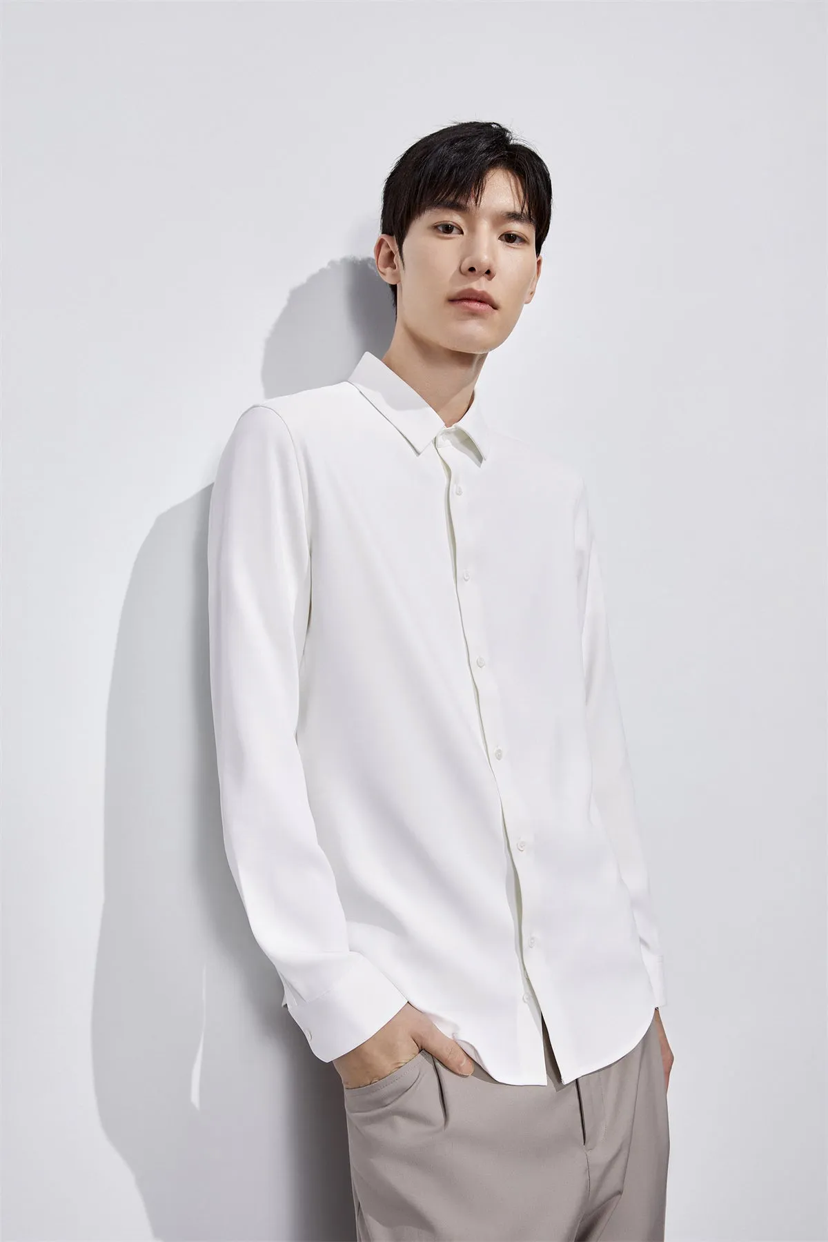 Men's Cooling Slim-Fit Solid Shirt sold by PEACEBIRD product image thumbnail 5