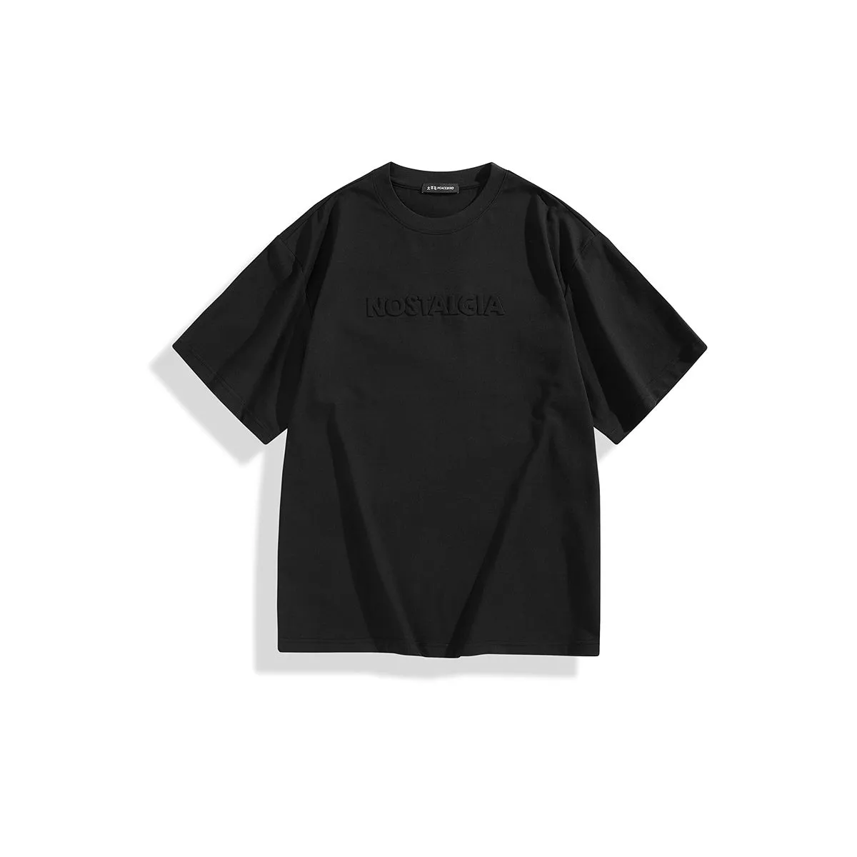 Men's Solid Embossed Letter T-Shirt sold by PEACEBIRD product image thumbnail 2