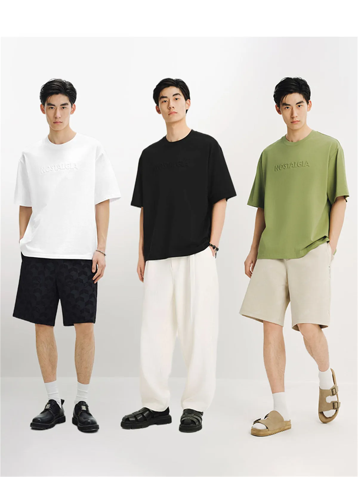 Men's Solid Embossed Letter T-Shirt sold by PEACEBIRD product image thumbnail 4