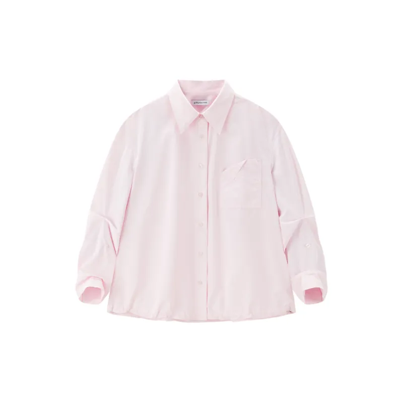 Women's Oversized Embroidered Shirt with Patch Pockets sold by PEACEBIRD