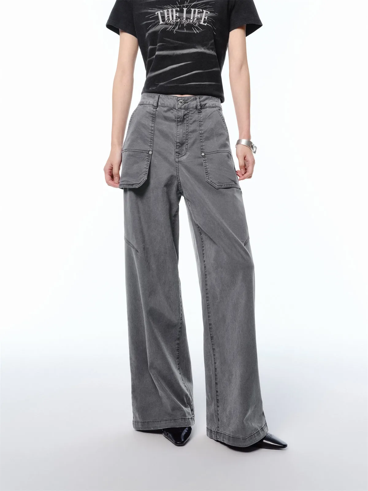 Women's Utility Floor-Length Straight-Leg Jeans sold by PEACEBIRD product image thumbnail 3