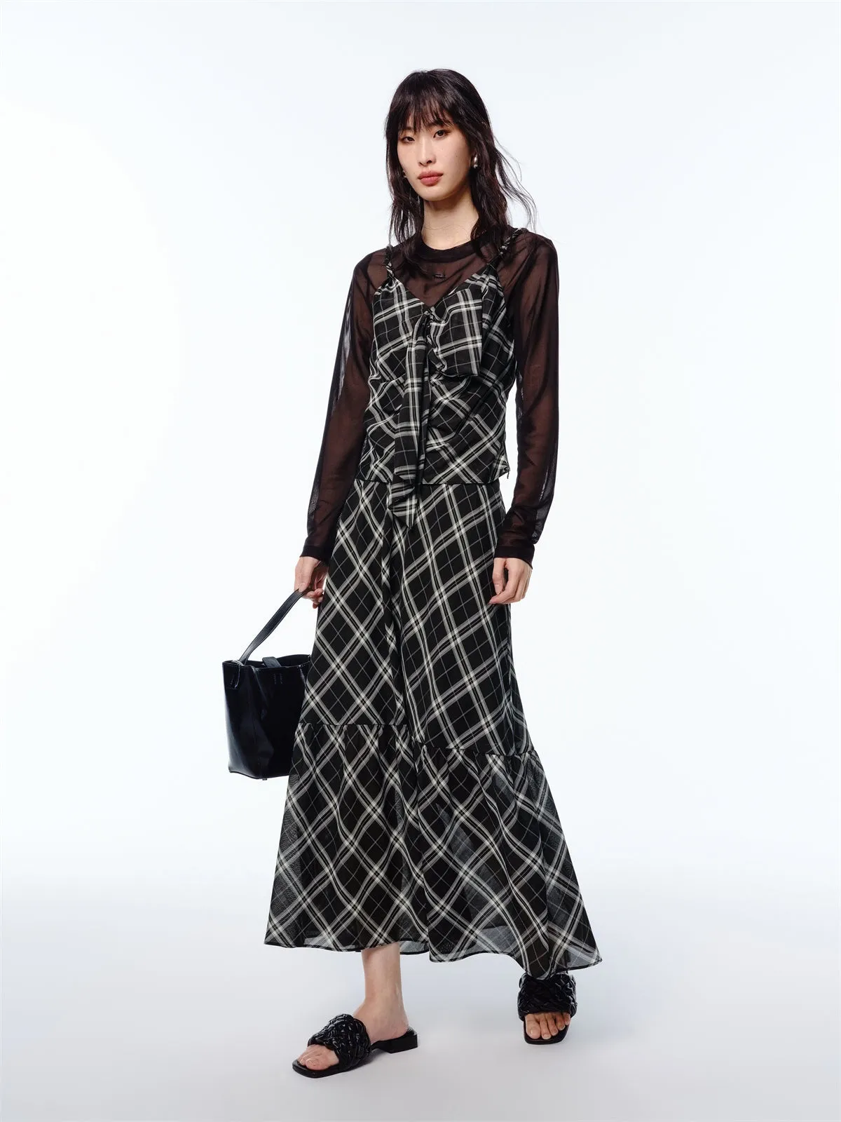 Women's Plaid Maxi A-Line Skirt sold by PEACEBIRD product image thumbnail 2