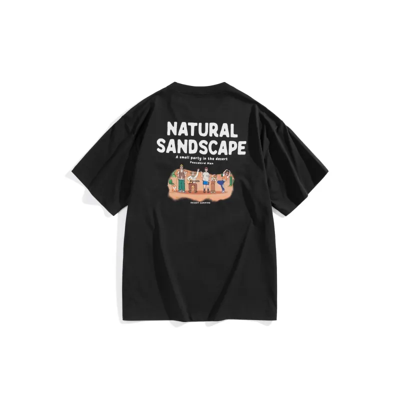 Men's Black Graphic Print Embroidered T-Shirt sold by PEACEBIRD