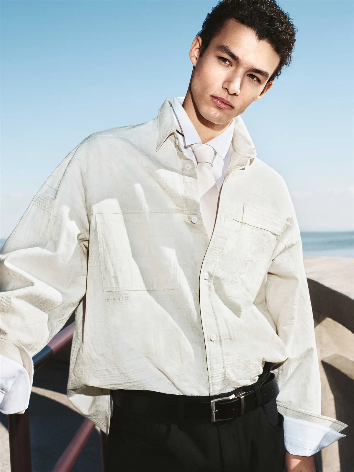 Men's Patterned Jacquard Cotton Shirt sold by PEACEBIRD product image thumbnail 3