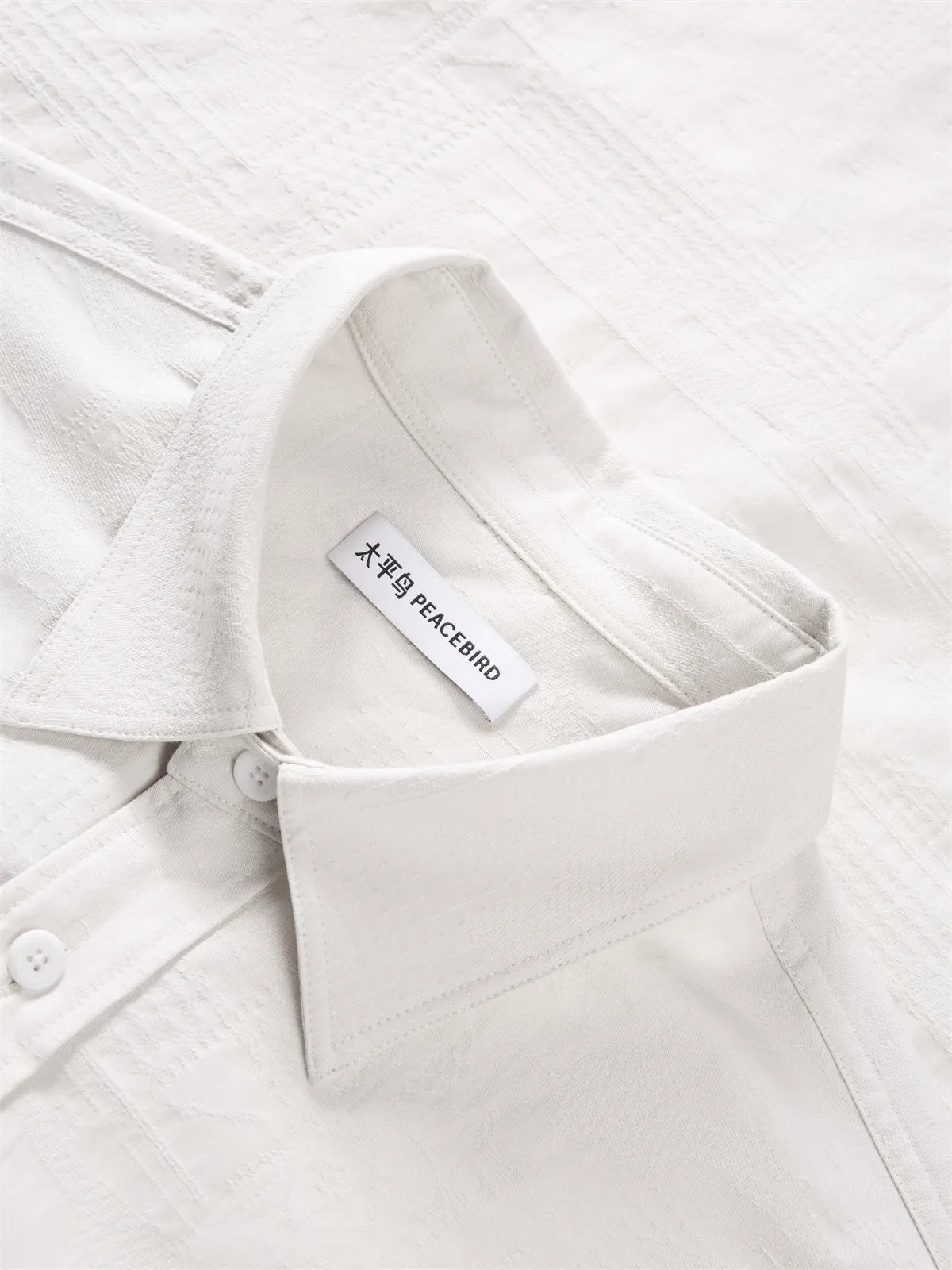Men's Patterned Jacquard Cotton Shirt sold by PEACEBIRD product image thumbnail 4