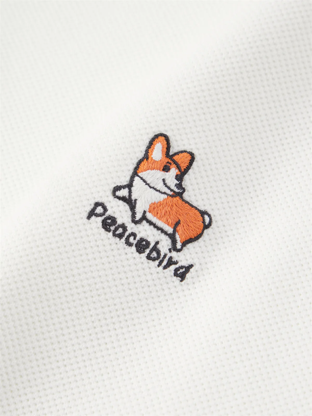 Men's Beige Loose Solid Polo Shirt with Chest Embroidery sold by PEACEBIRD product image thumbnail 5