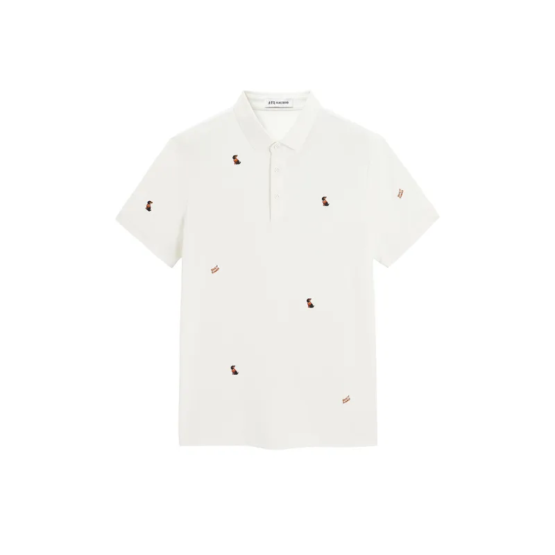 Men's Beige Sorona Cooling Embroidered Polo Shirt sold by PEACEBIRD