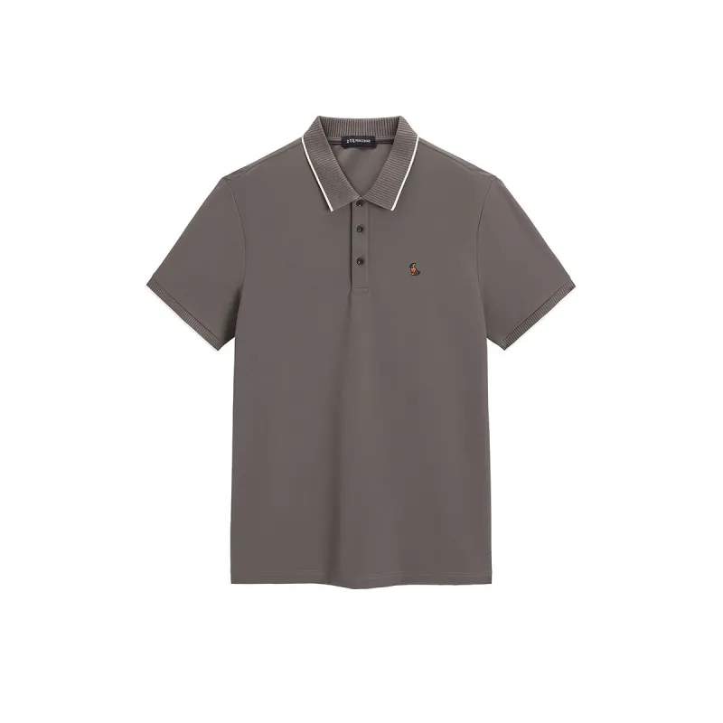Men's Brown Waffle Cooling Embroidered Polo Shirt sold by PEACEBIRD