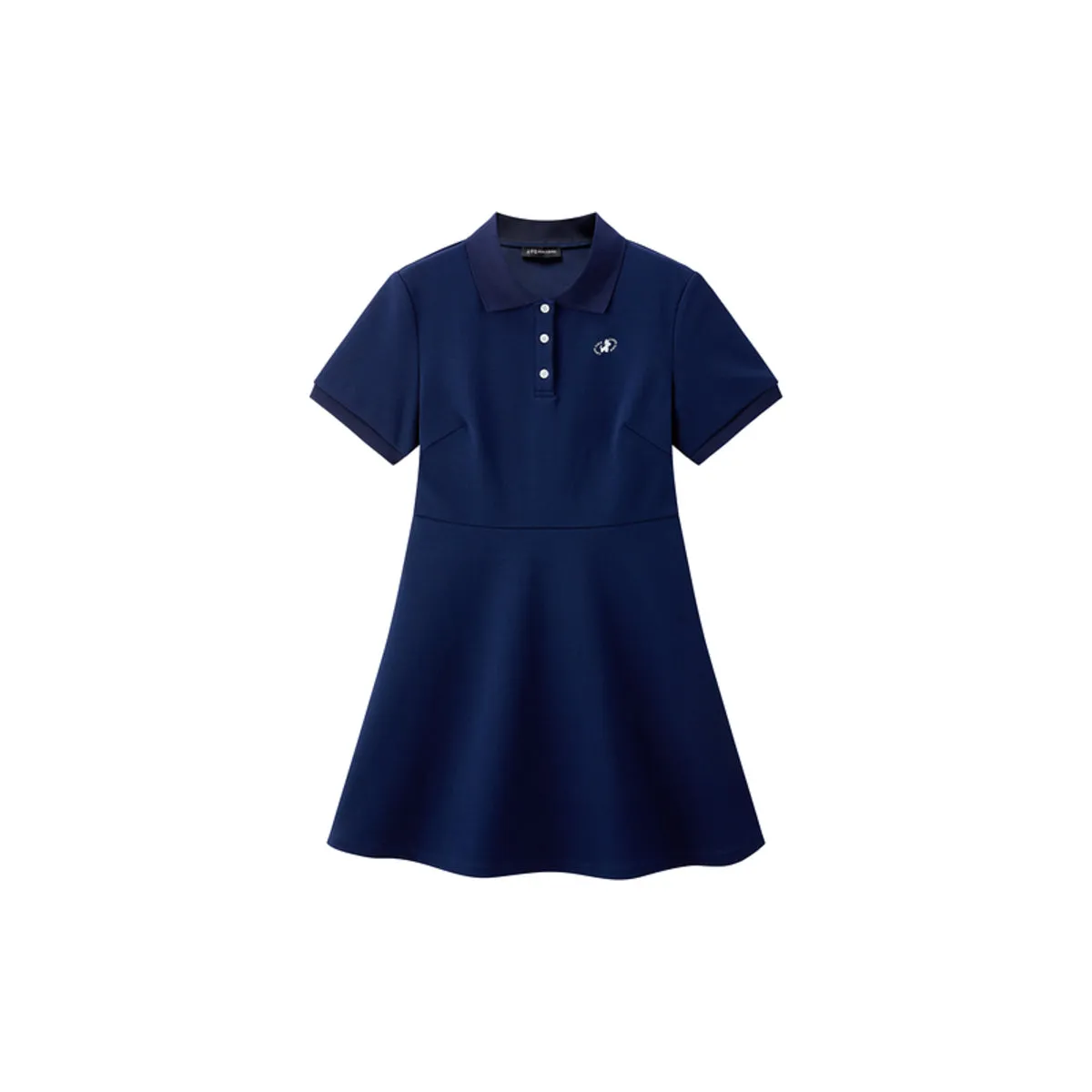 Women's Navy Polo-Collar Cropped Dress sold by PEACEBIRD