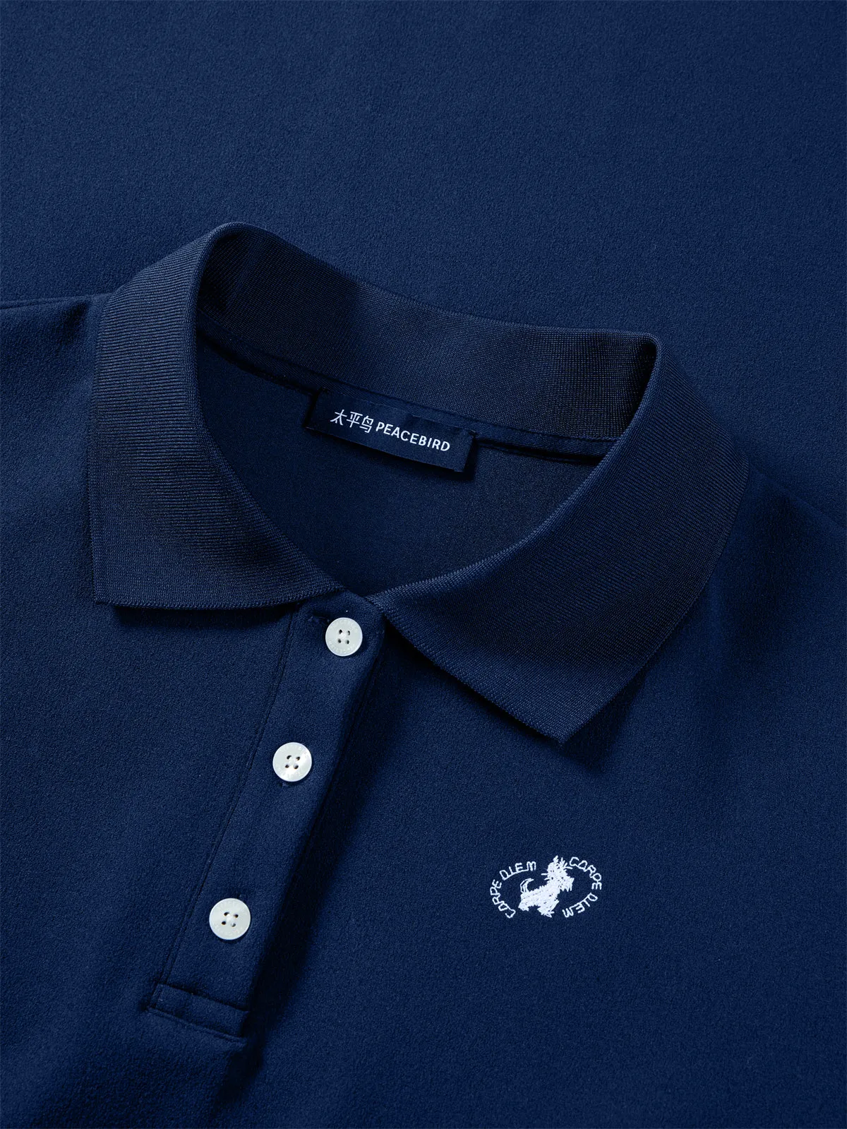 Women's Navy Polo-Collar Cropped Dress sold by PEACEBIRD product image thumbnail 4