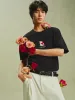 Men's Cotton T-Shirt with Graphic Embroidery sold by PEACEBIRD