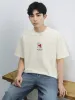 Men's Cotton T-Shirt with Graphic Embroidery sold by PEACEBIRD