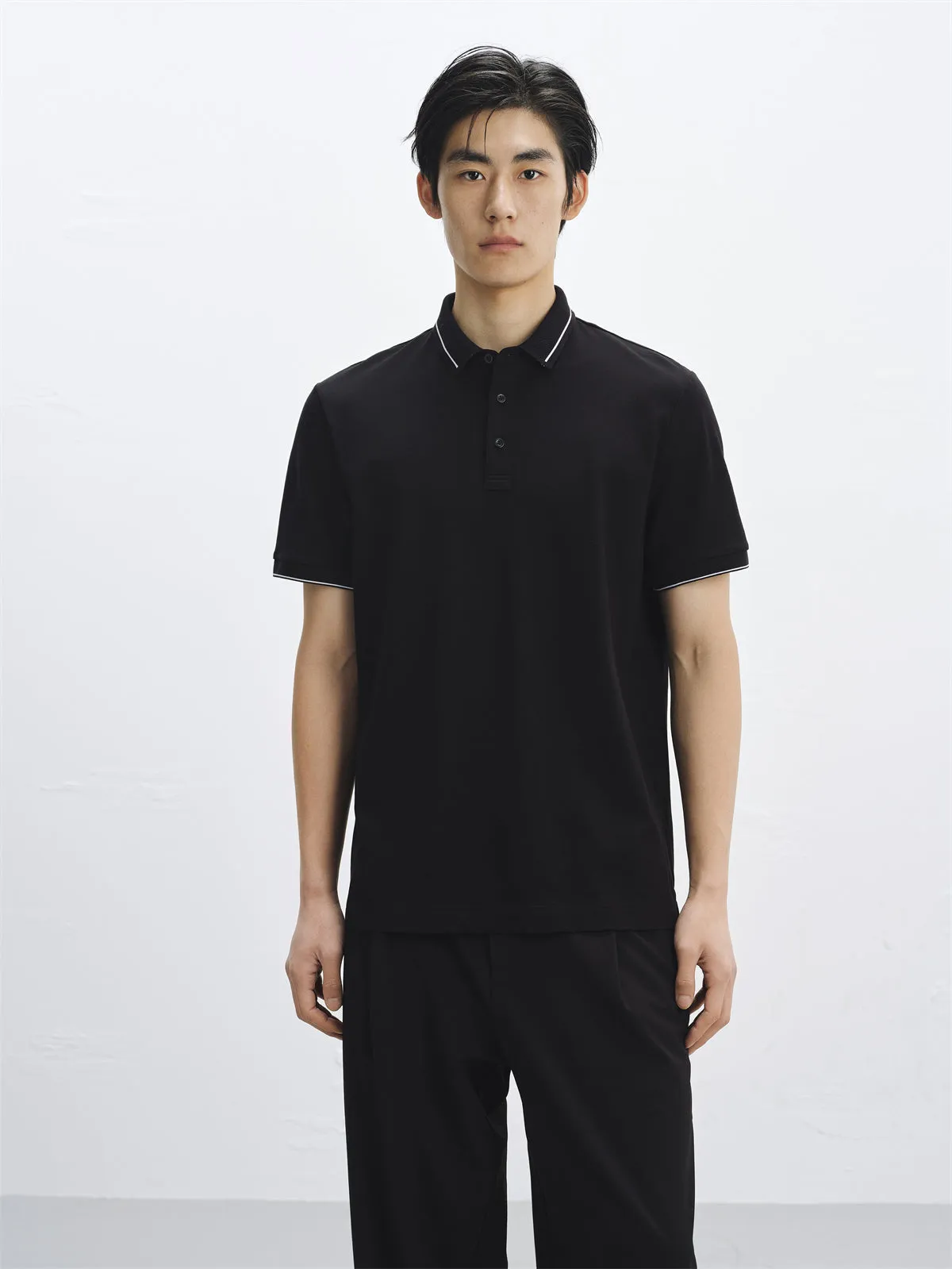 Men's Wrinkle-Free Polo Shirt with Contrast Trim sold by PEACEBIRD product image thumbnail 5