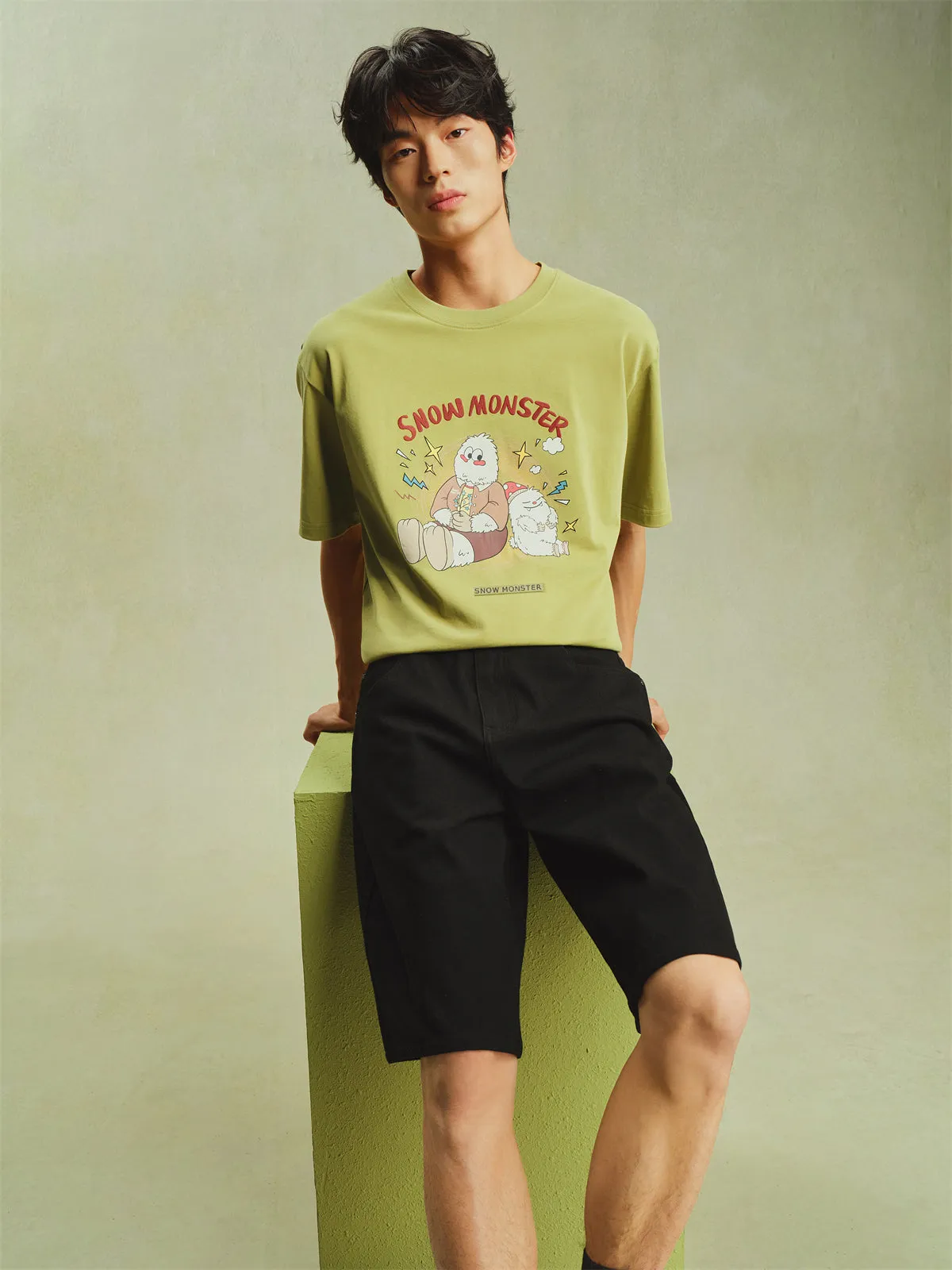 Men's Graphic Print Embroidered T-Shirt sold by PEACEBIRD product image thumbnail 3