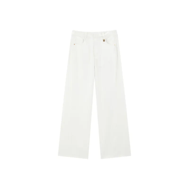 Women's Beige Lyocell Straight-Leg Jeans sold by PEACEBIRD