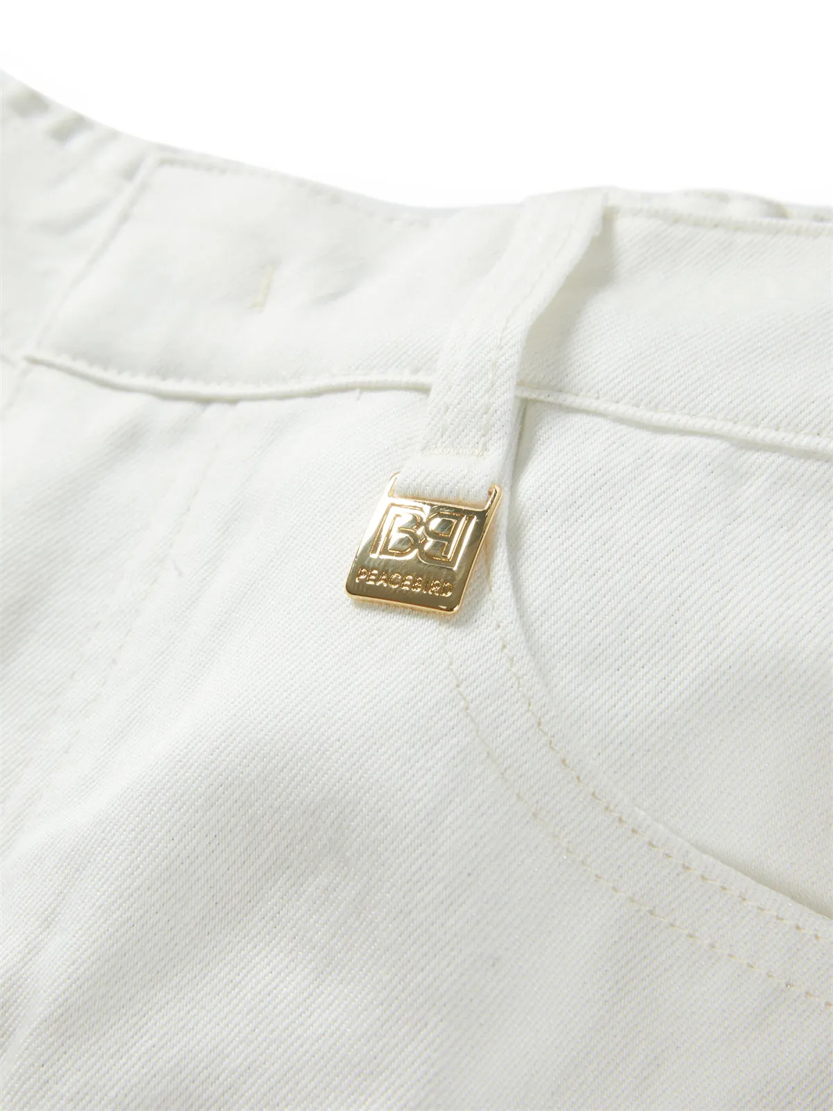 Women's Beige Lyocell Straight-Leg Jeans sold by PEACEBIRD product image thumbnail 5