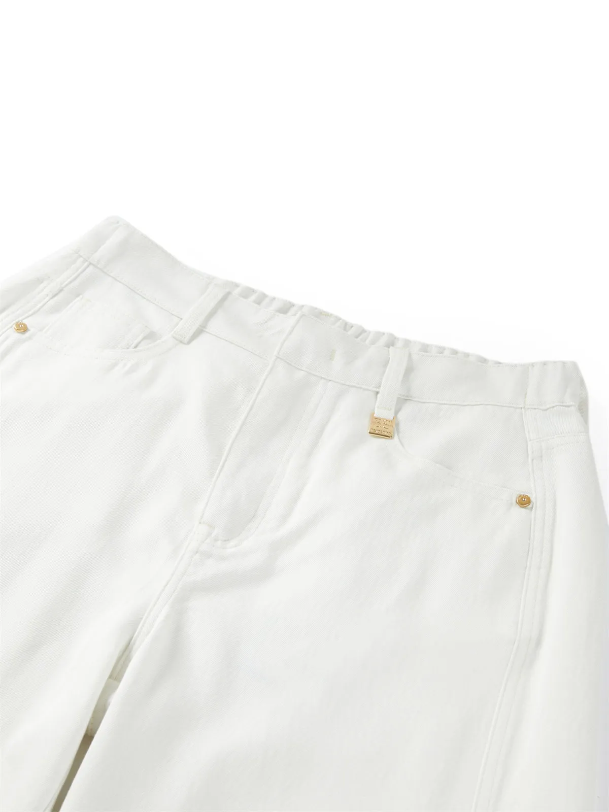 Women's Beige Lyocell Straight-Leg Jeans sold by PEACEBIRD product image thumbnail 3