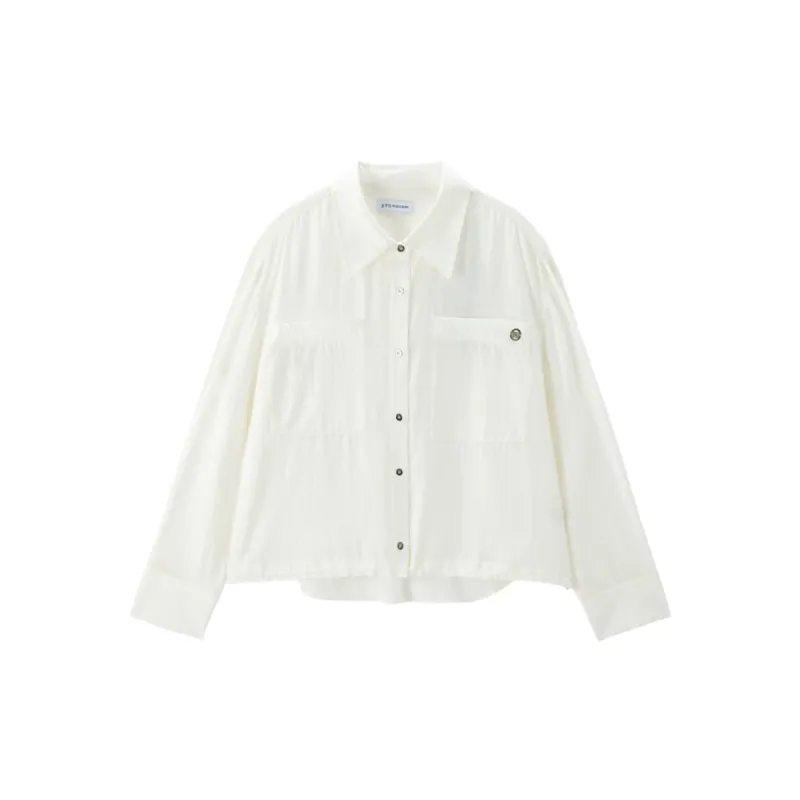 Women's Solid Cropped Oversized Shirt sold by PEACEBIRD