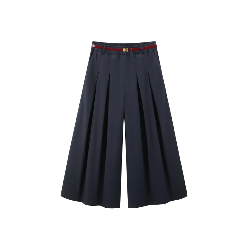 Women's Pleated Wide-Leg Pants with Belt sold by PEACEBIRD