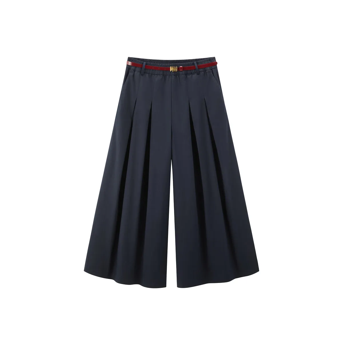 Women's Pleated Wide-Leg Pants with Belt sold by PEACEBIRD