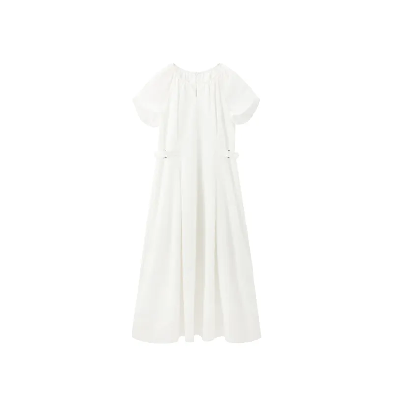 Women's A-Line Midi Dress with Fitted Waist sold by PEACEBIRD