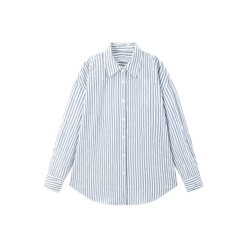 Women's Textured Striped Oversized Shirt sold by PEACEBIRD