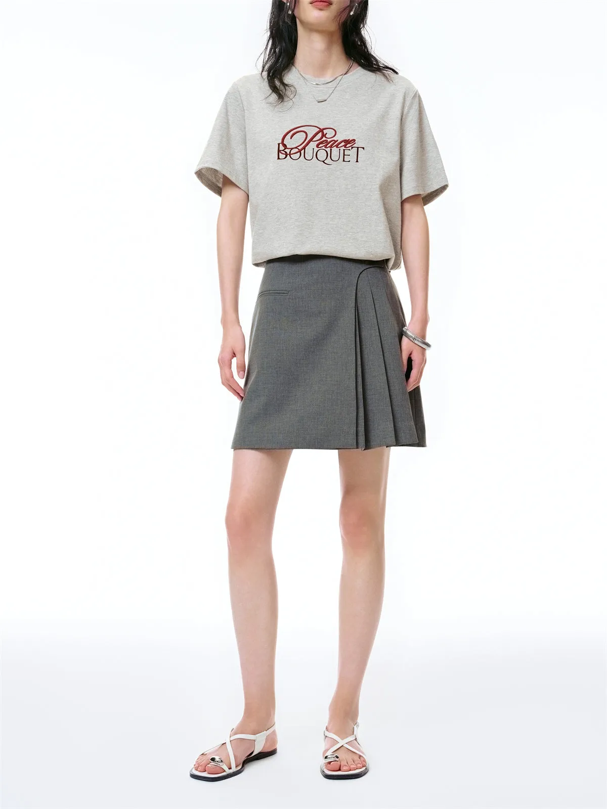 Women's Wool-Blend Pleated Skirt sold by PEACEBIRD product image thumbnail 2