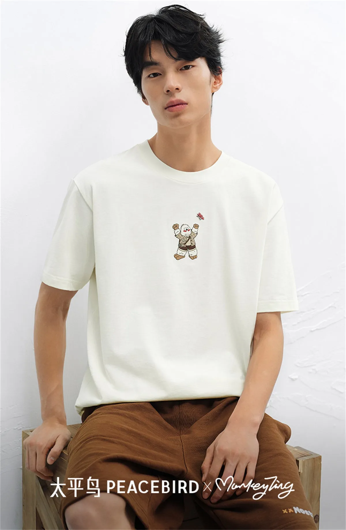 Men's Cartoon Graphic Embroidered T-Shirt sold by PEACEBIRD product image thumbnail 2