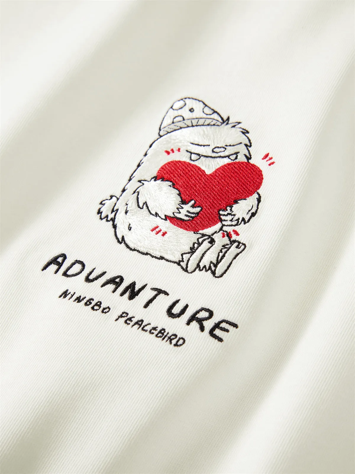 Men's White Cotton T-Shirt with Graphic Embroidery sold by PEACEBIRD product image thumbnail 5