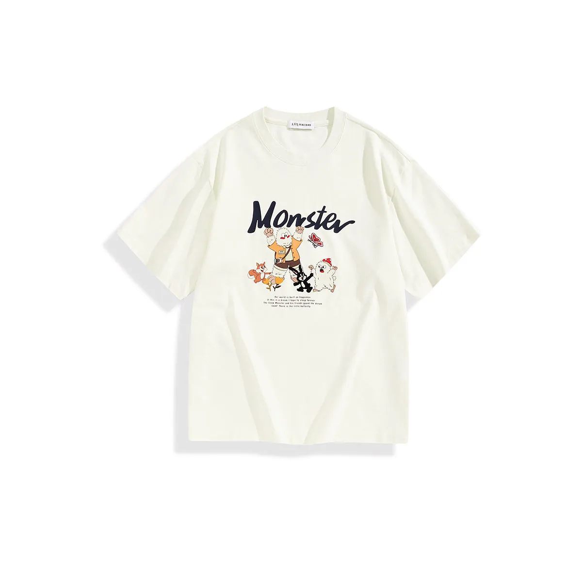 Men's Beige Graphic Print Embroidered T-Shirt sold by PEACEBIRD