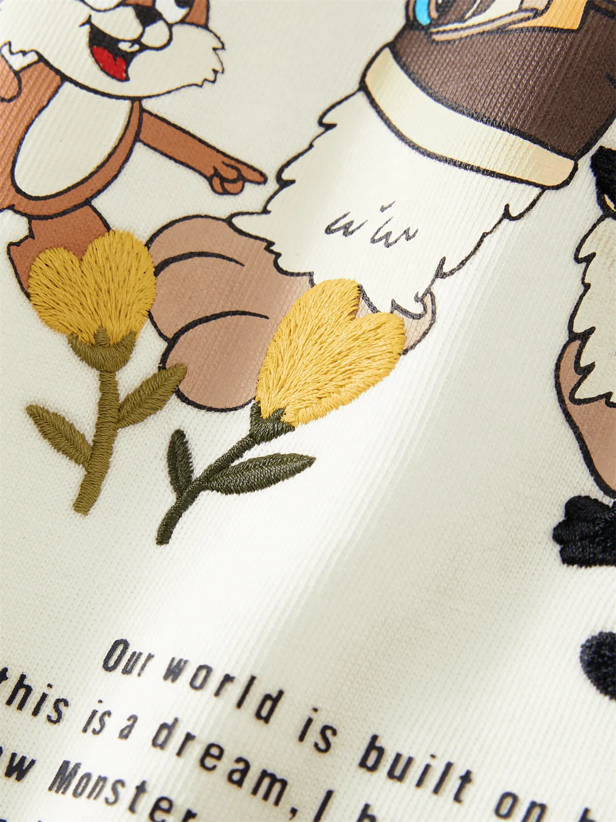 Men's Beige Graphic Print Embroidered T-Shirt sold by PEACEBIRD product image thumbnail 5