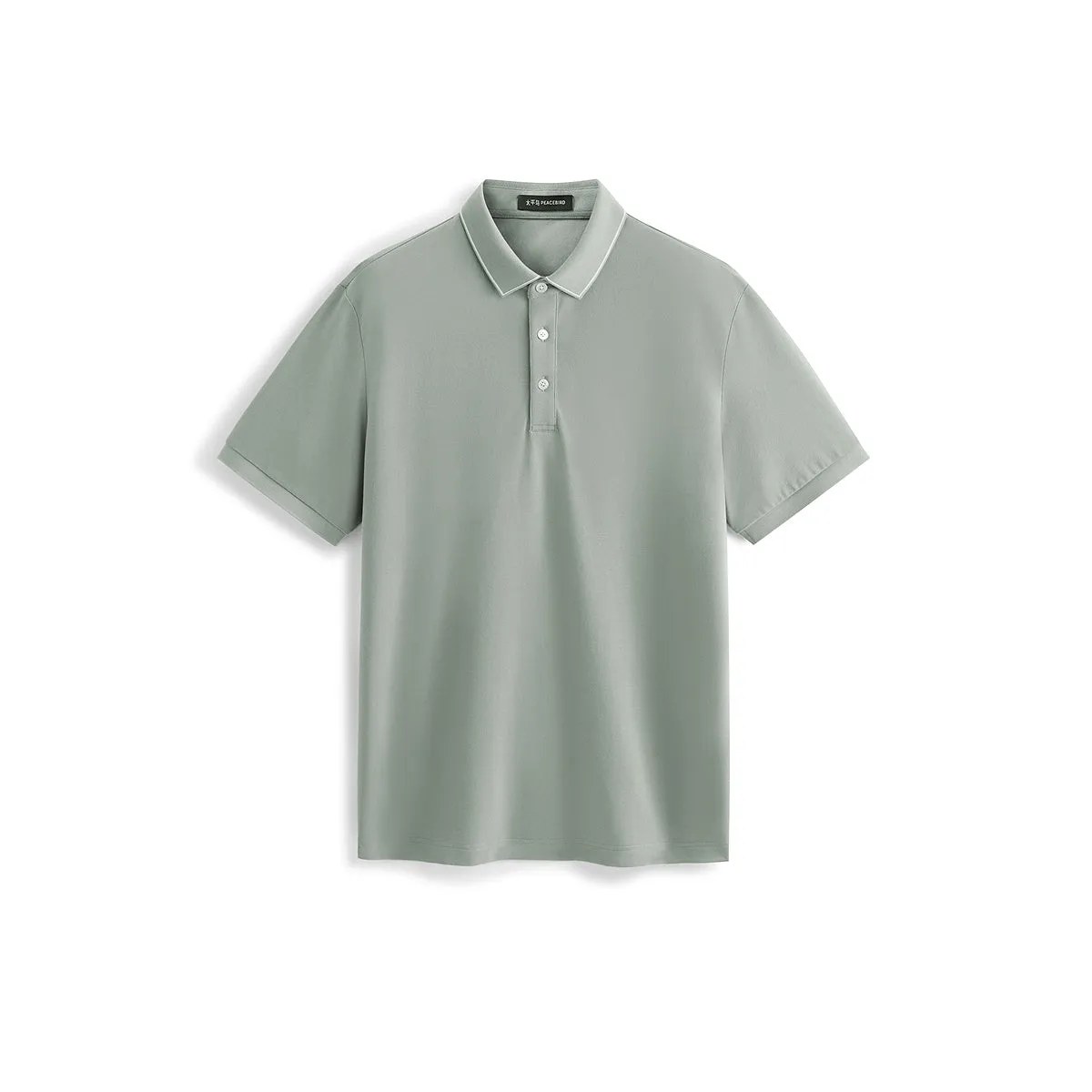 Men's Green Wrinkle-Free Polo Shirt with Contrast Trim sold by PEACEBIRD
