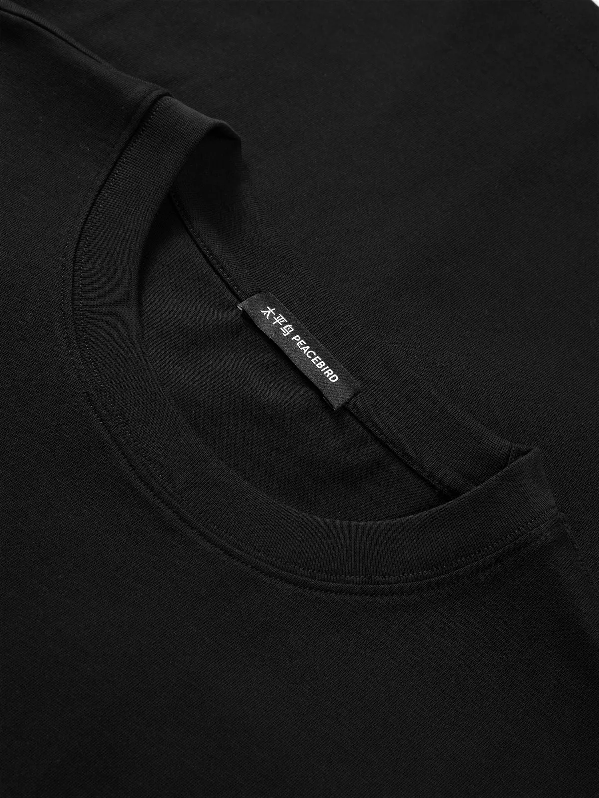 Men's T-Shirt with Contrast Back Patch Embroidery sold by PEACEBIRD product image thumbnail 5