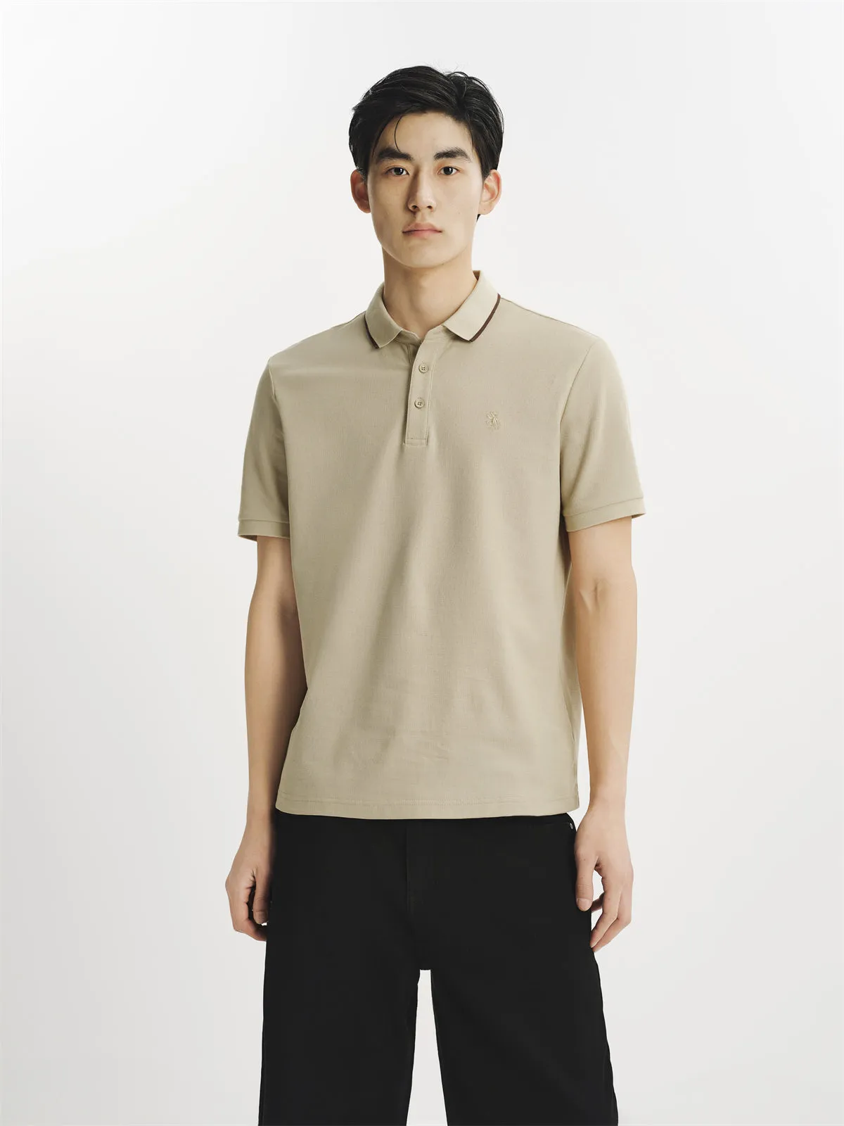 Men's Slim Solid Cooling Polo Shirt sold by PEACEBIRD product image thumbnail 2