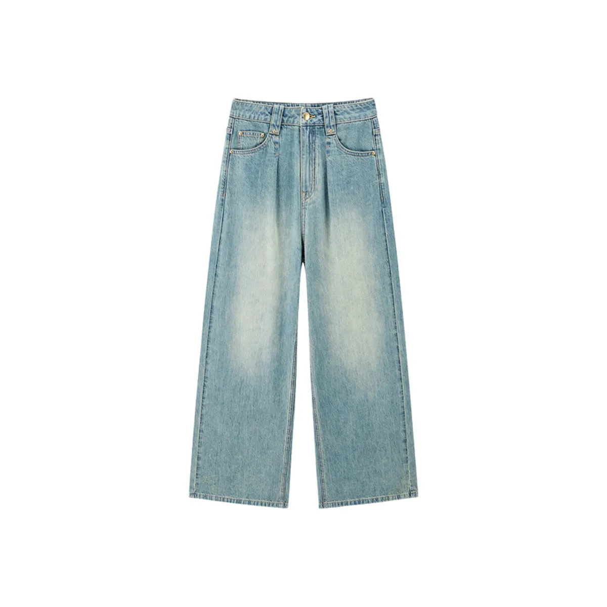 Women's Vintage Gradient Washed Wide-Leg Jeans sold by PEACEBIRD