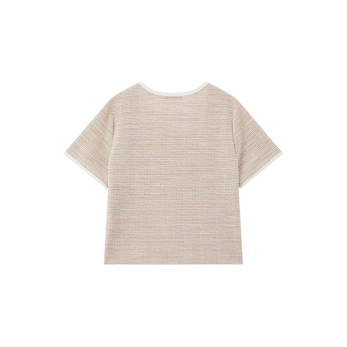 Women's Pink Tweed-Texture Square-Neck T-Shirt sold by PEACEBIRD product image thumbnail 3