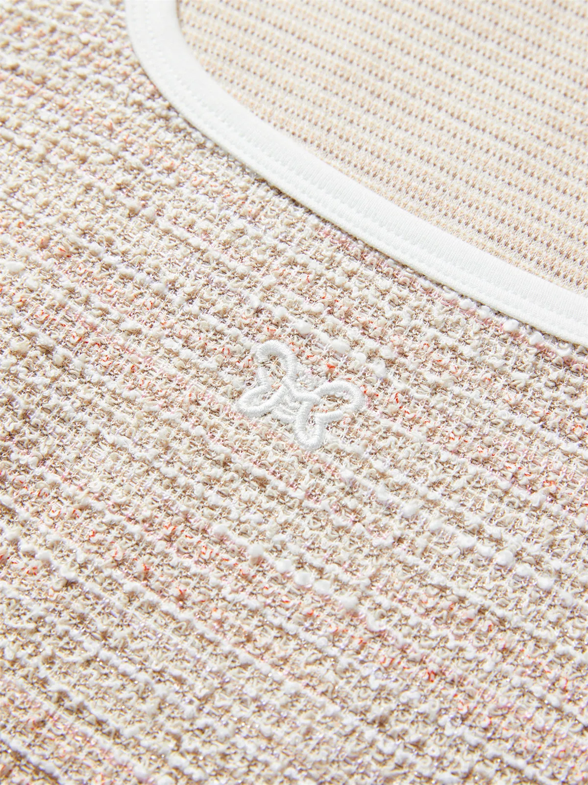 Women's Pink Tweed-Texture Square-Neck T-Shirt sold by PEACEBIRD product image thumbnail 5