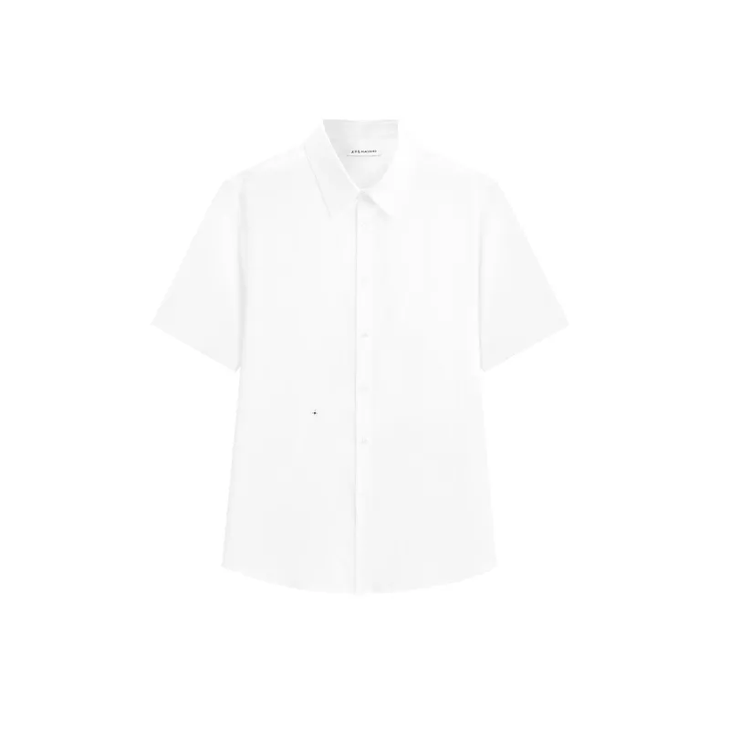 Men's White Short-Sleeve Shirt with Rhinestone Detail made by PEACEBIRD